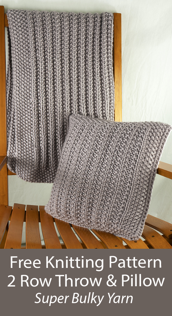 Free Blanket Set Knitting Pattern Rib Stitch Throw and Pillow