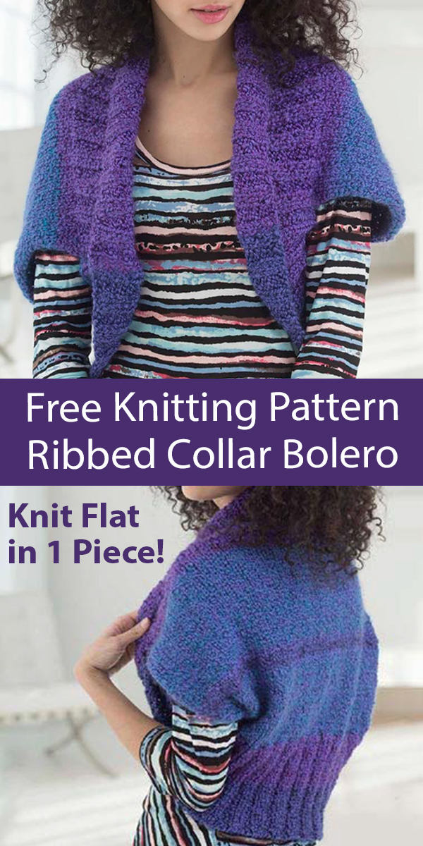 Free Cardigan Knitting Pattern Ribbed Collar Bolero Shrug
