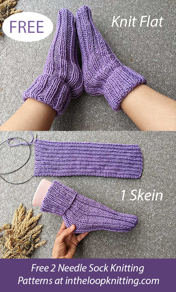 Free Two-Needle Ribbed Flat Socks Knitting Pattern