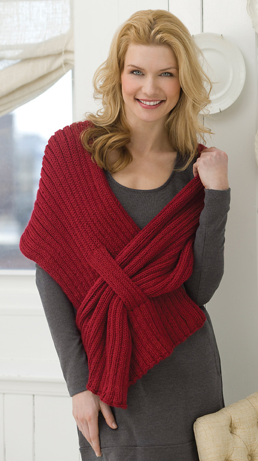 Free knitting pattern for Ribbed Slit Shawl