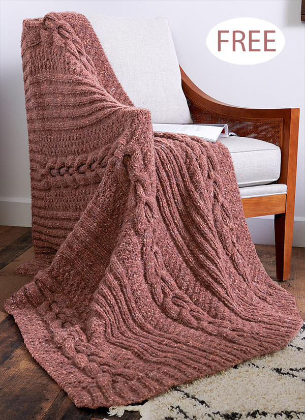 Free Blanket Knitting Pattern Ribbing and Cables Blanket