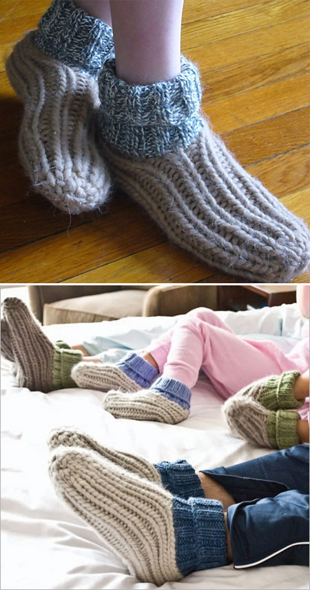 Free Knitting Pattern Easy Ribby Slippers