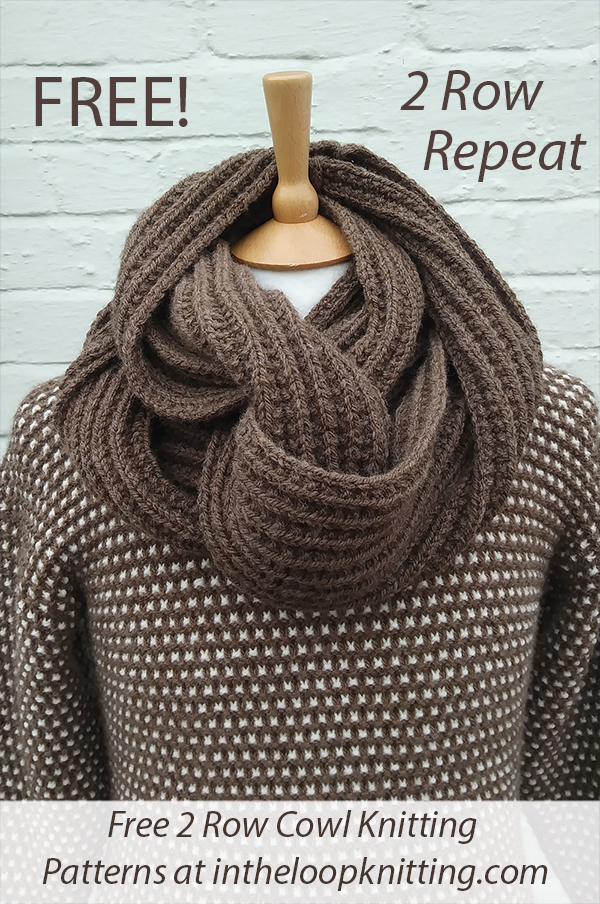 Free Easy Cowl or Scarf Knitting Pattern 2 Row Repeat Rice Rib