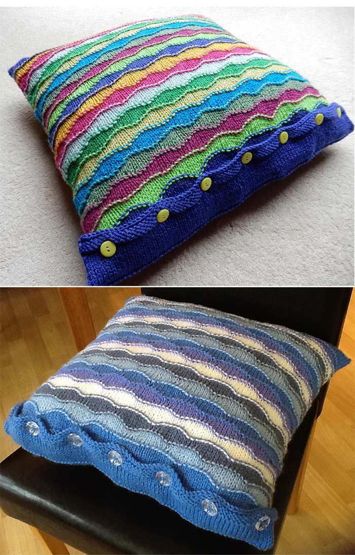 Free Knitting Pattern for Easy Ripple Stitch Pillow