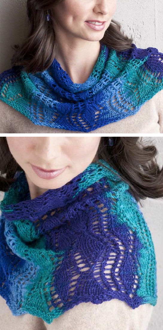 Free Knitting Pattern for Rippling Fans Cowl