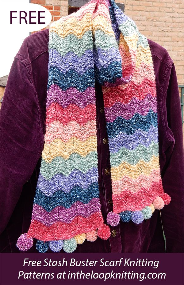Free Rippling Rainbow Scarf Knitting Pattern