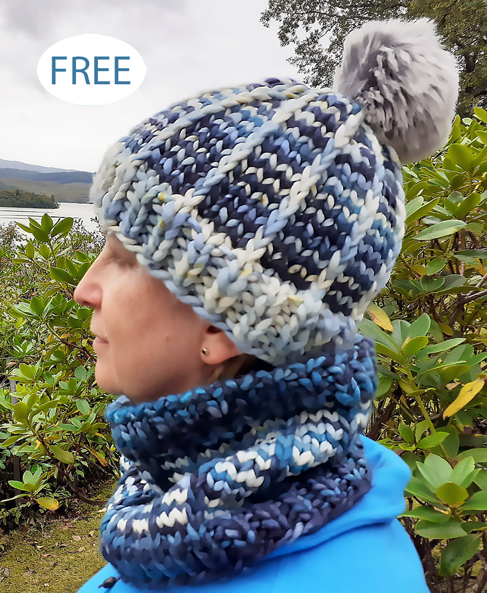 Free Rise and Shine Hat and Cowl Set Knitting Pattern