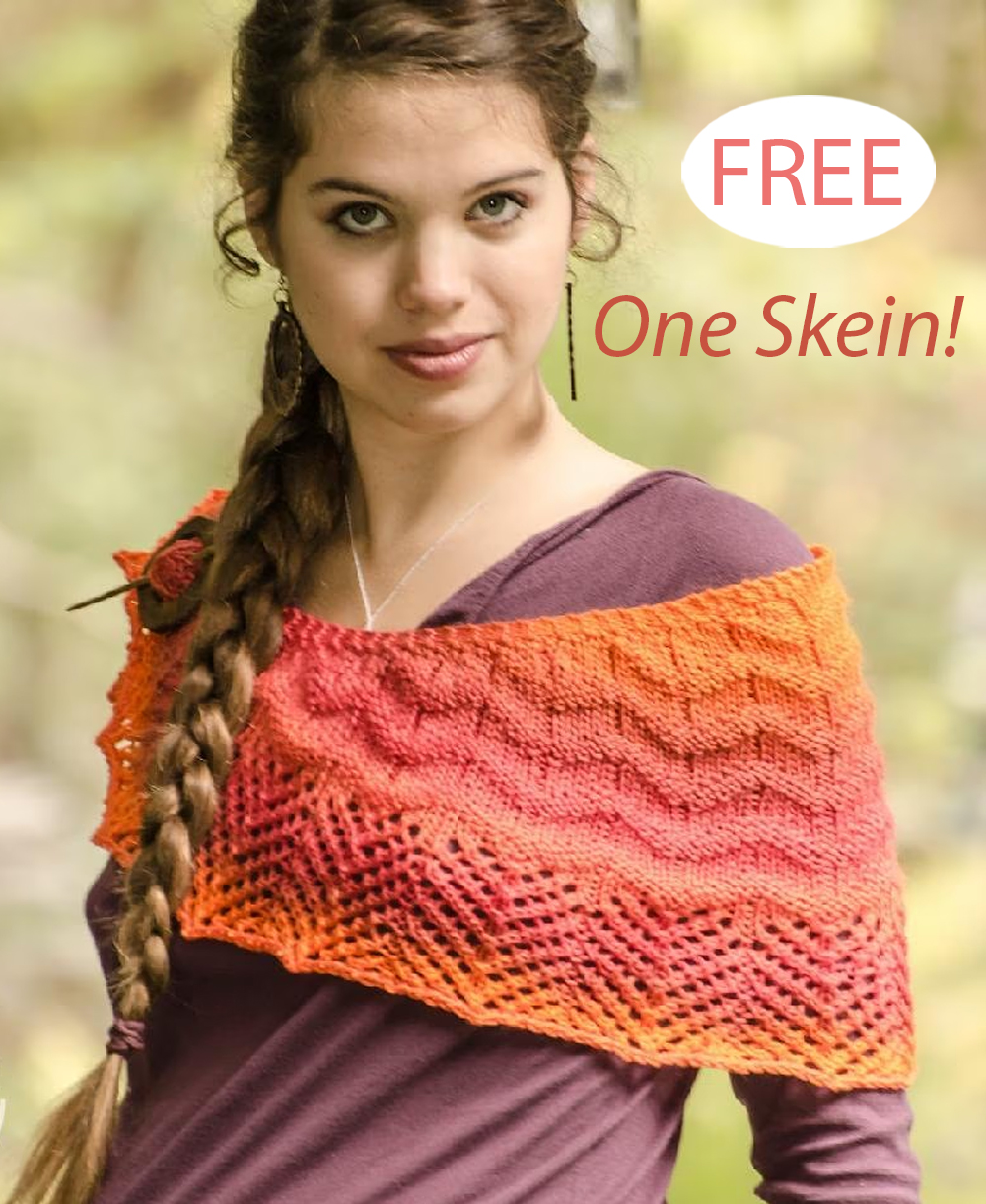 Free One Skein Rising Sun Shawl Knitting Pattern