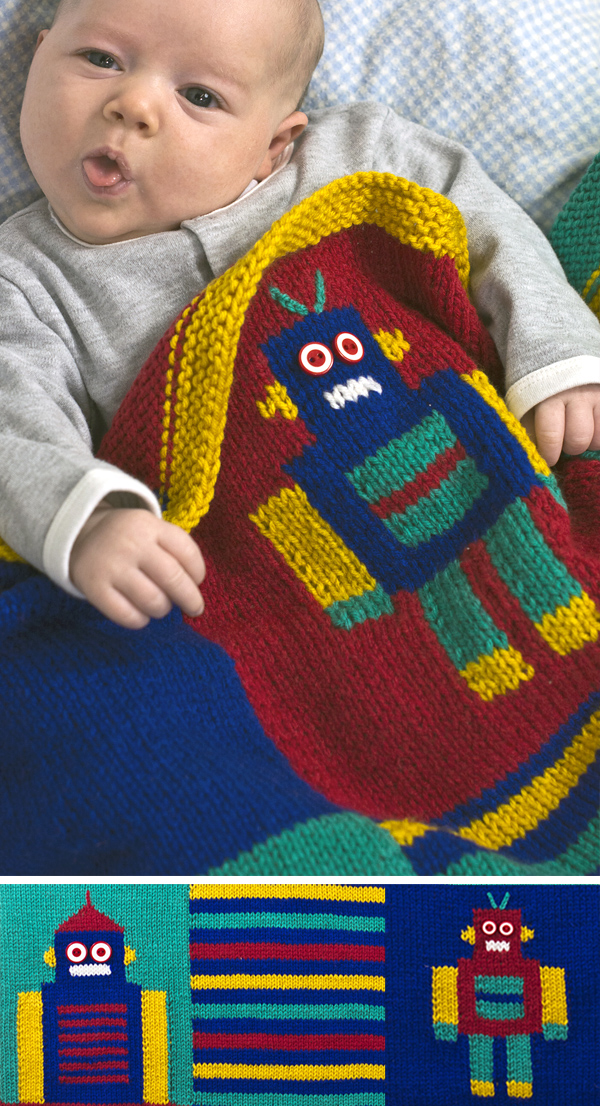 Free Knitting Pattern for Robot Blanket