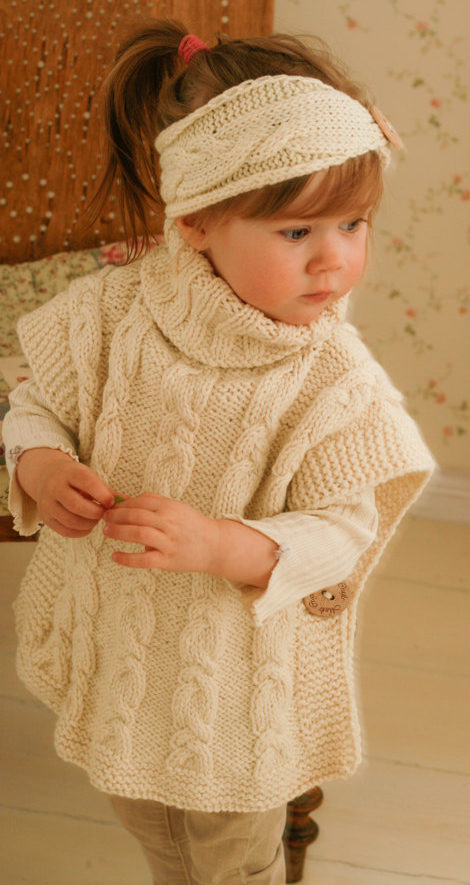 Knitting Pattern for Robyn Poncho for Babies and Children