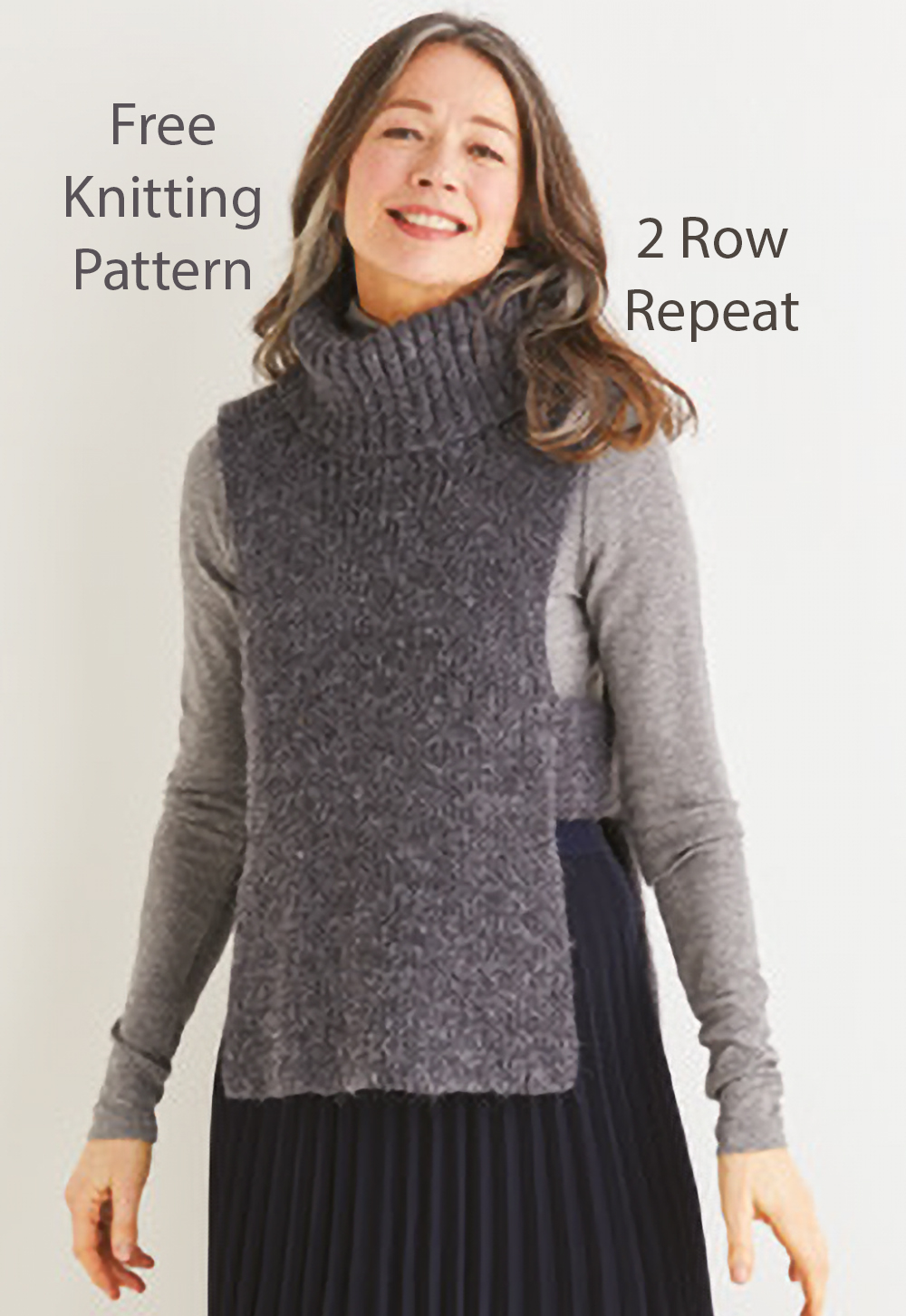 Roll Neck Tabard 10171 Vest Knitting Pattern