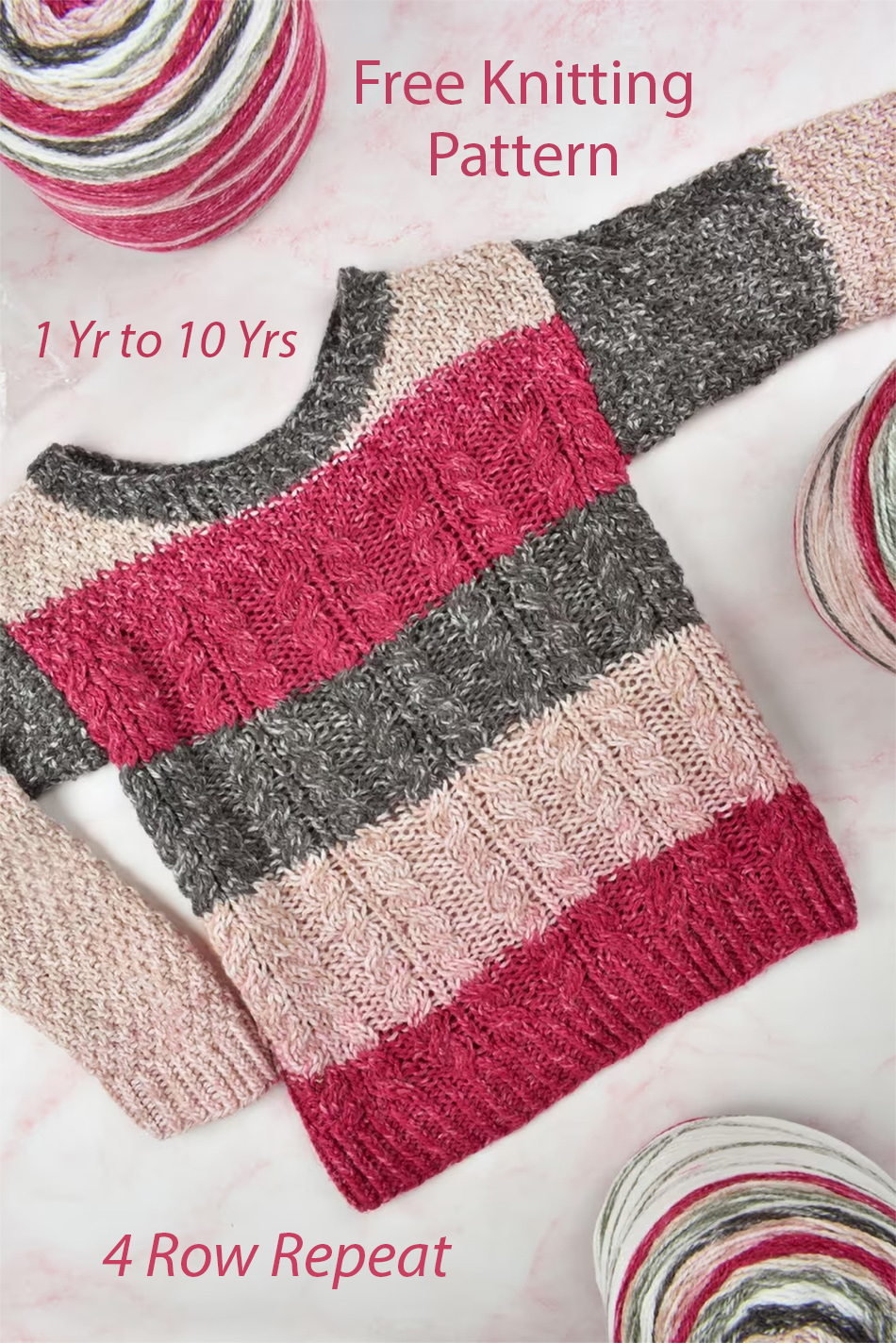 Free Knitting Pattern 4 Row Baby and Child Rose Garden Sweater