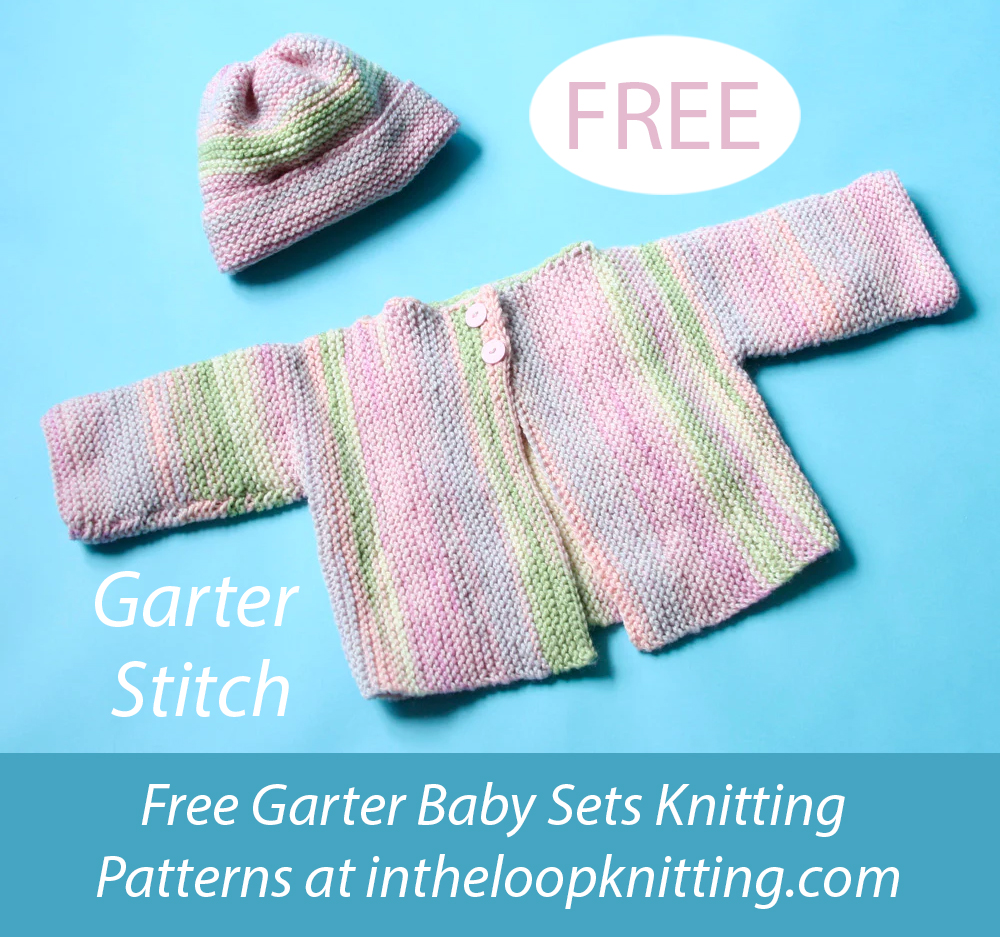 Free Easy Baby Rose Lichen Cardigan And Hat Set Knitting Pattern Garter Stitch