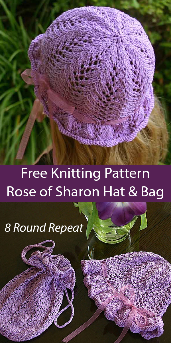 Rose of Sharon Hat and Bag Free Knitting Pattern