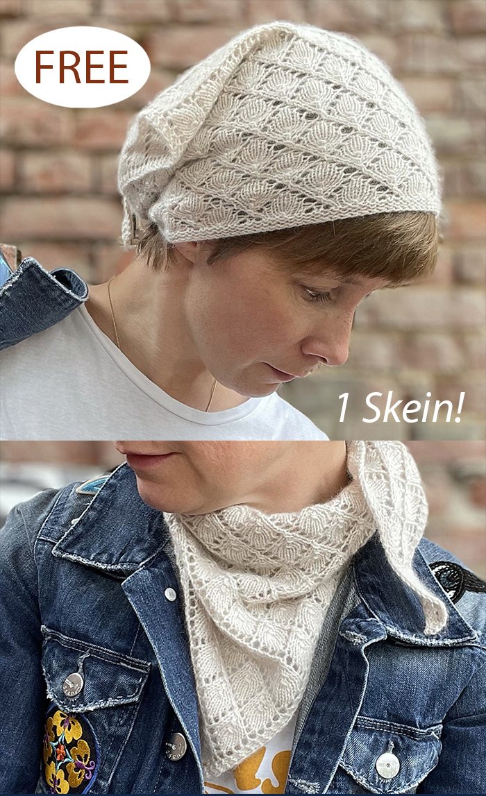 Free Rose Petal Bandana Scarf Knitting Pattern 1020s 