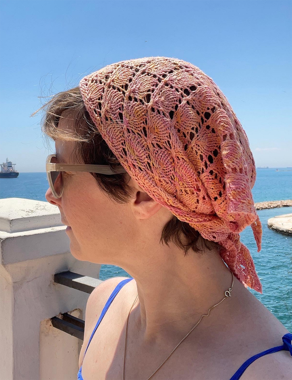 Free Rose Petal Bandana Scarf Knitting Pattern