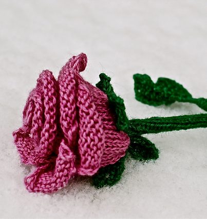 knitting yarn with flowers