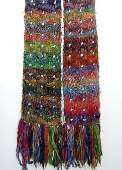 Free knitting pattern for Rose Tyler's Boomtown Scarf and more colorful scarf knitting patterns