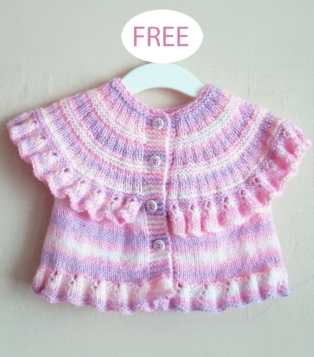 Free Baby Knitting Pattern Ruffle Baby Vest Cardigan