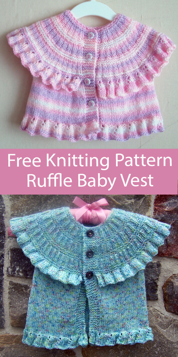 Free Baby Knitting Pattern Ruffle Baby Vest Cardigan