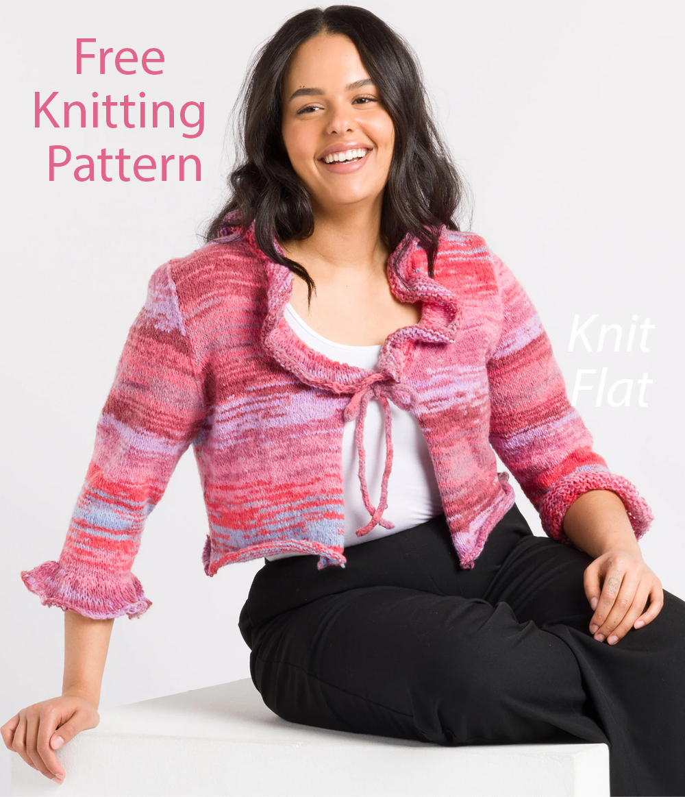 Free Knitting Pattern Ruffle Tie-front Cardigan