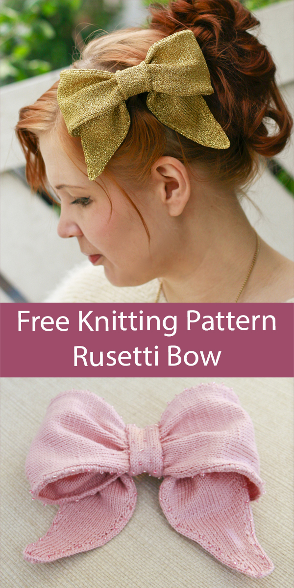 Free Bow Knitting Pattern Rusetti Bow Hair Accessory