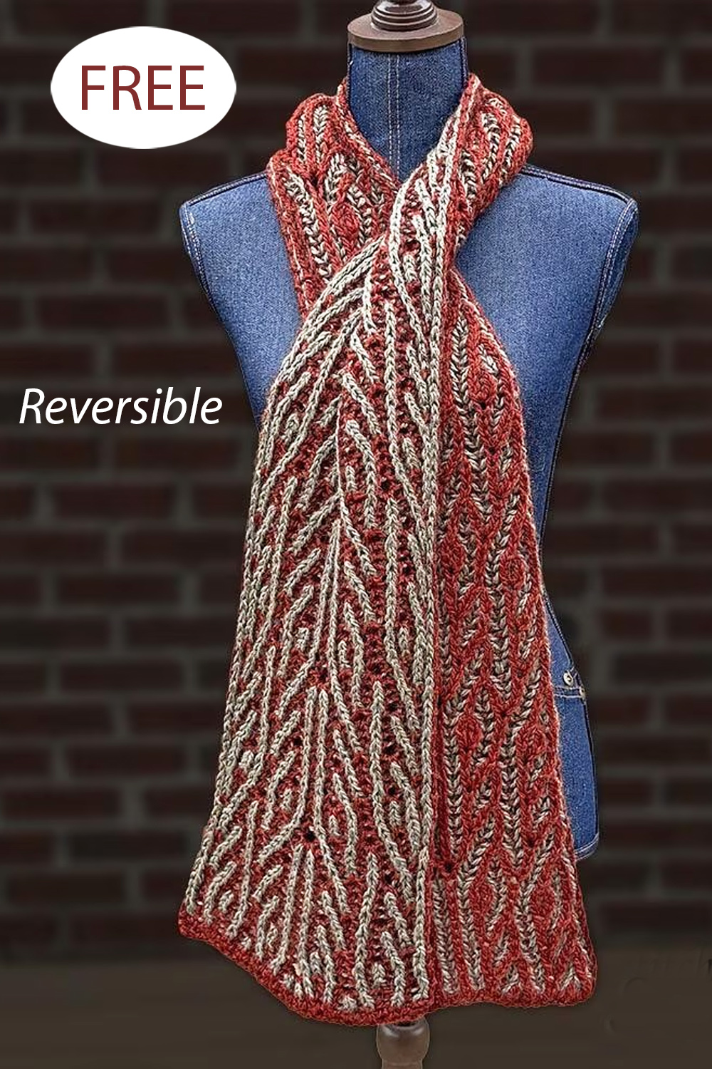 Free Knitting Pattern Reversible Rust and Shadows Scarf