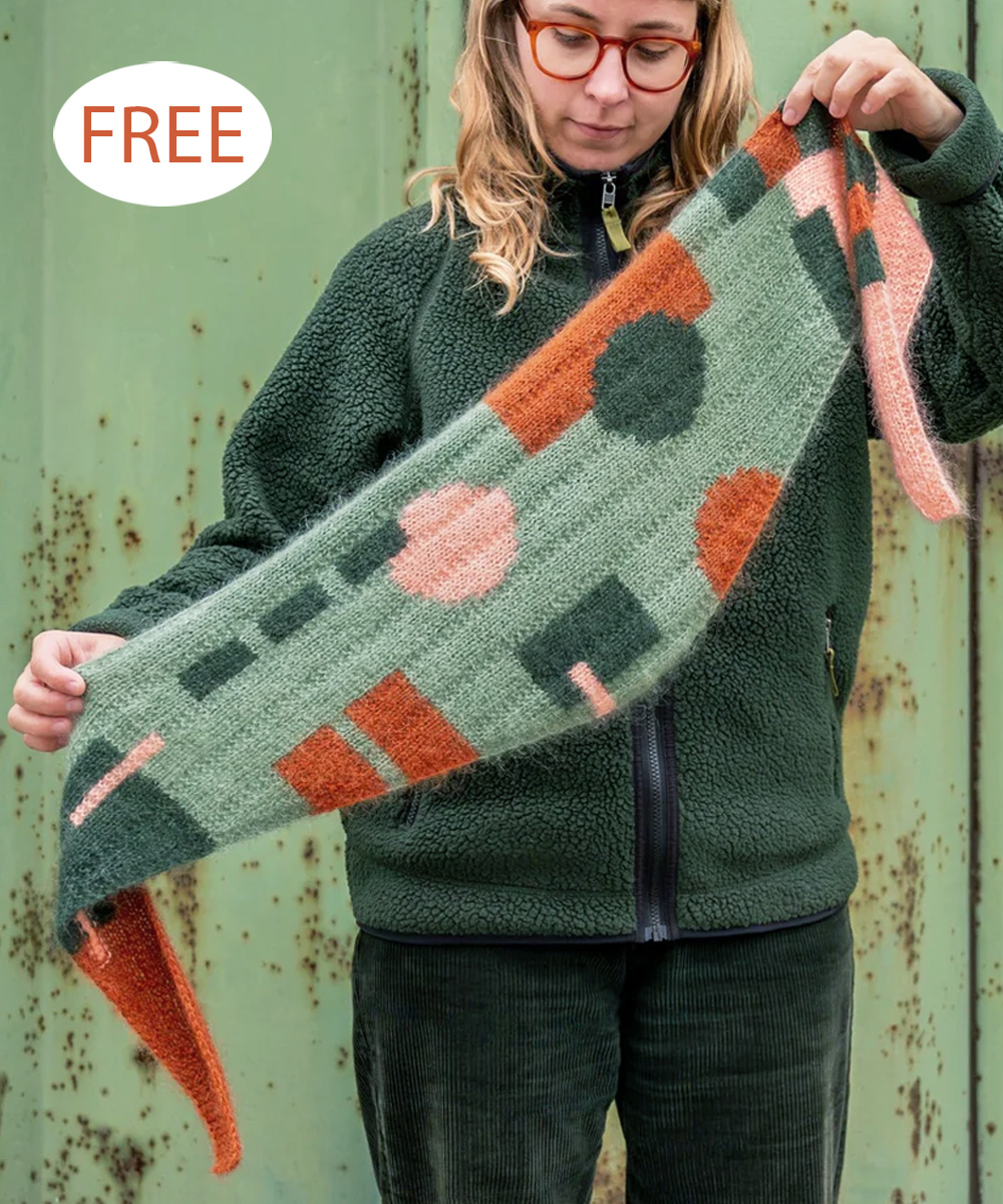 Knitting Pattern for Rust and Rhythm Bandana Scarf or Shawlette