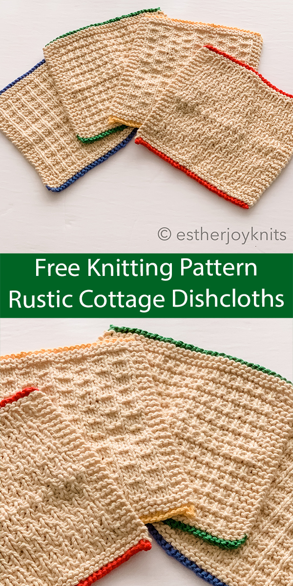 Free 4 Dishcloths Knitting Pattern Set Rustic Cottage Dishcloth Collection