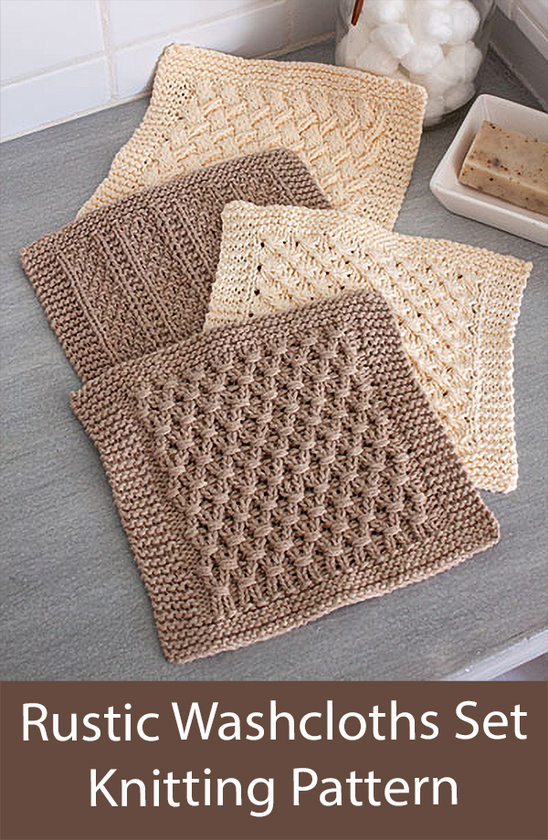 Rustic Washcloths Knitting Pattern Dishcloth Set