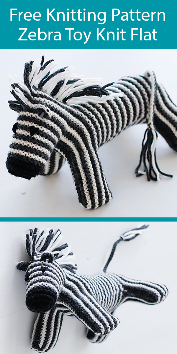 Free Knitting Pattern Zebra Toy Knit Flat in Garter Stitch