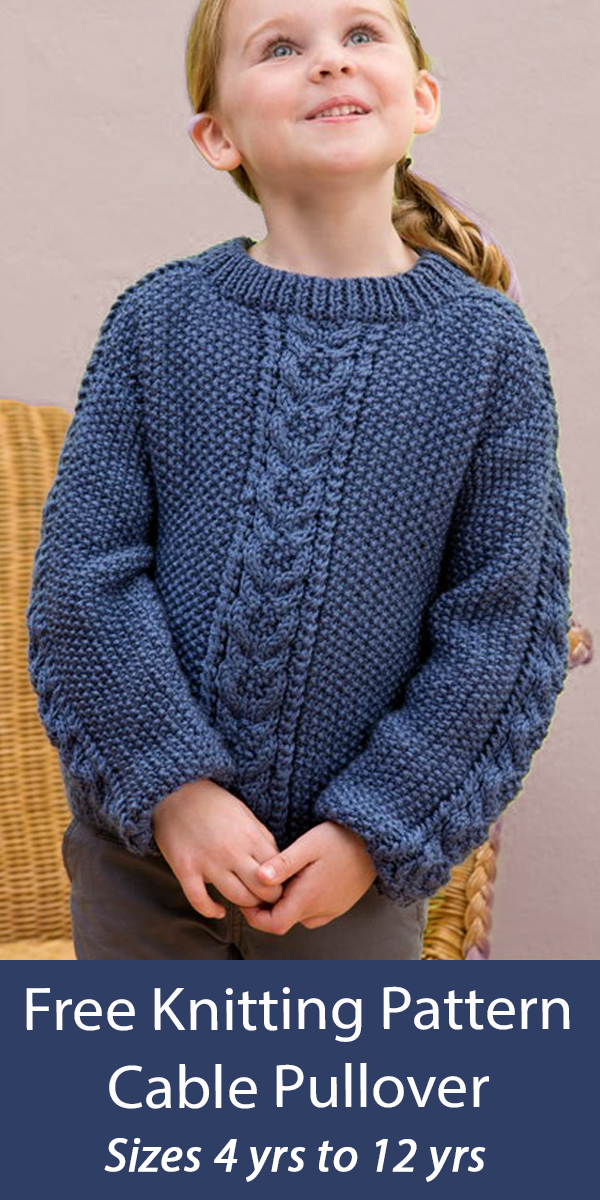 Free Child's Sweater Knitting Pattern Saddle Shoulder Pullover Jumper