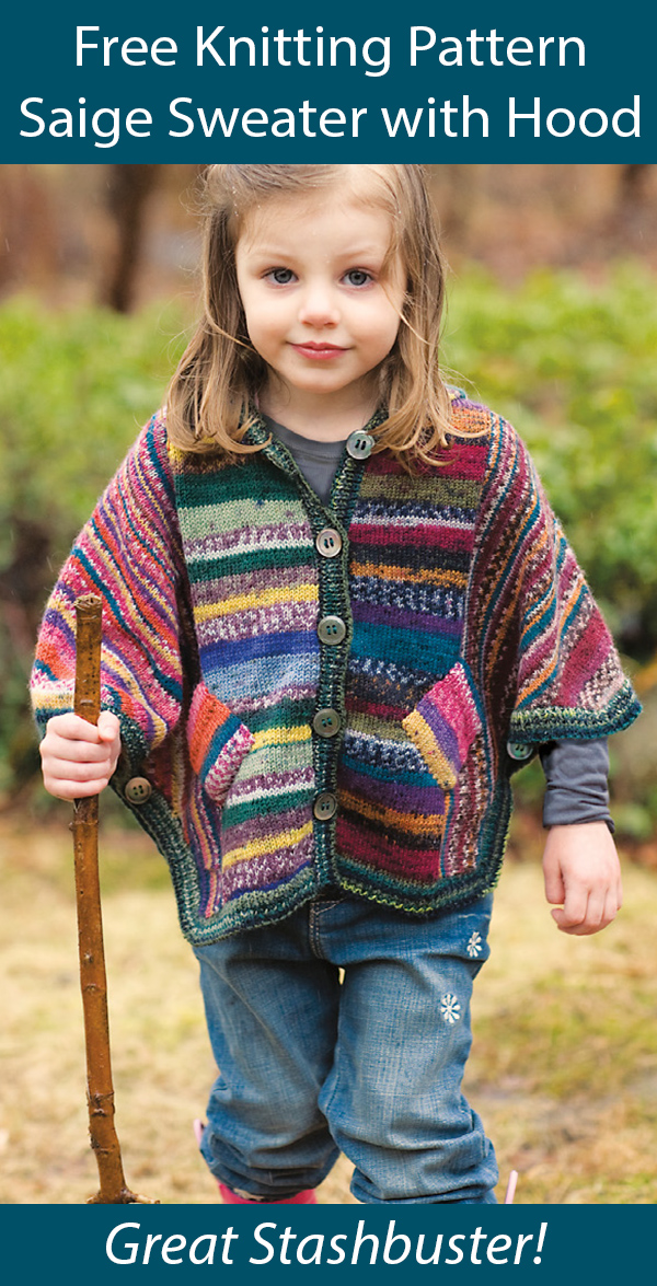 Free Knitting Pattern for Saige Hooded Cardigan Ages 1 to 10 years - Great Stashbuster