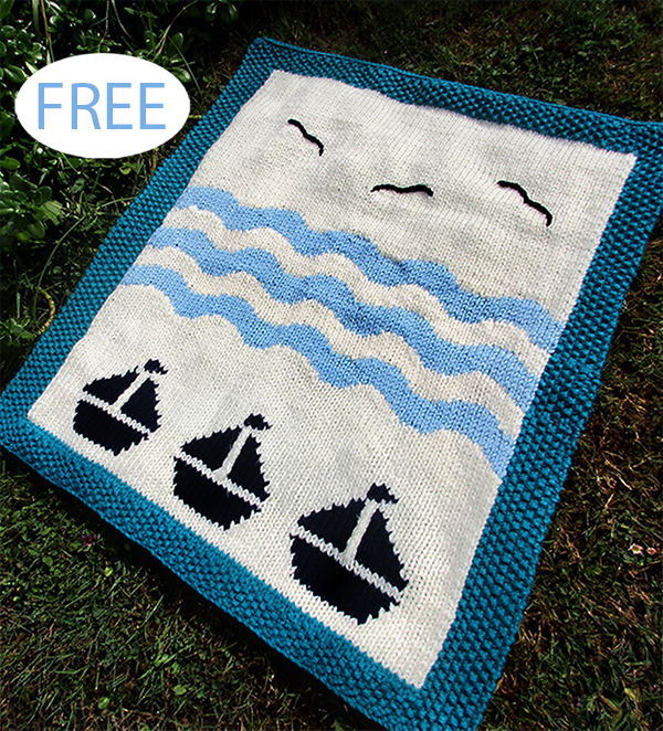 Free Sailboat and Waves Baby Blanket Knitting Pattern