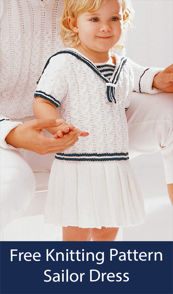 Free Sailor Dress Knitting Pattern Baby and Toddler Dress