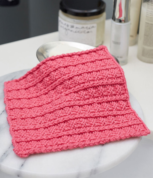 Free Knitting Pattern for Easy 4 Row Repeat Sailor’s Rib Stitch Washcloth
