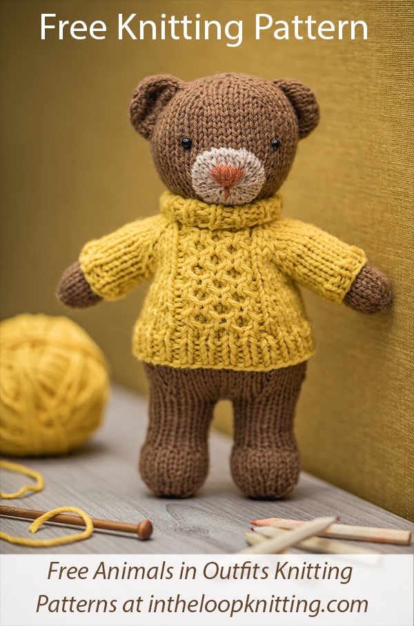Free Teddy Bear in Sweater Knitting Pattern Sancho