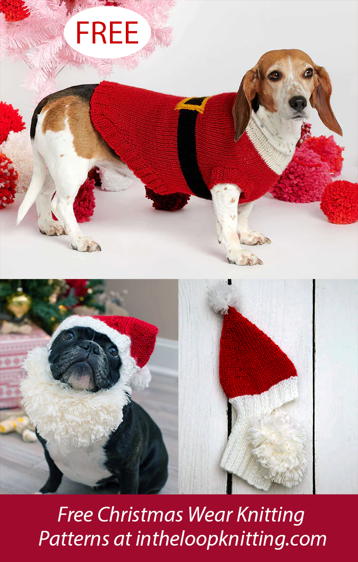 Free Christmas Santa Dog Coat and Hat Knitting Pattern