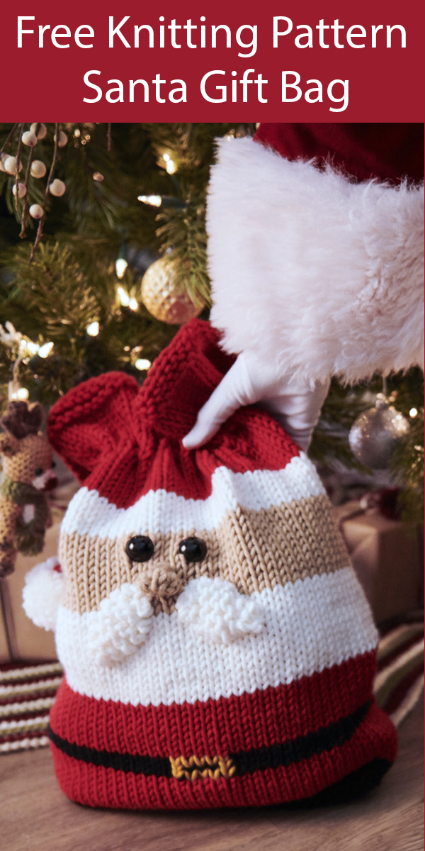 Free Knitting Pattern for Santa Claus Gift Bag