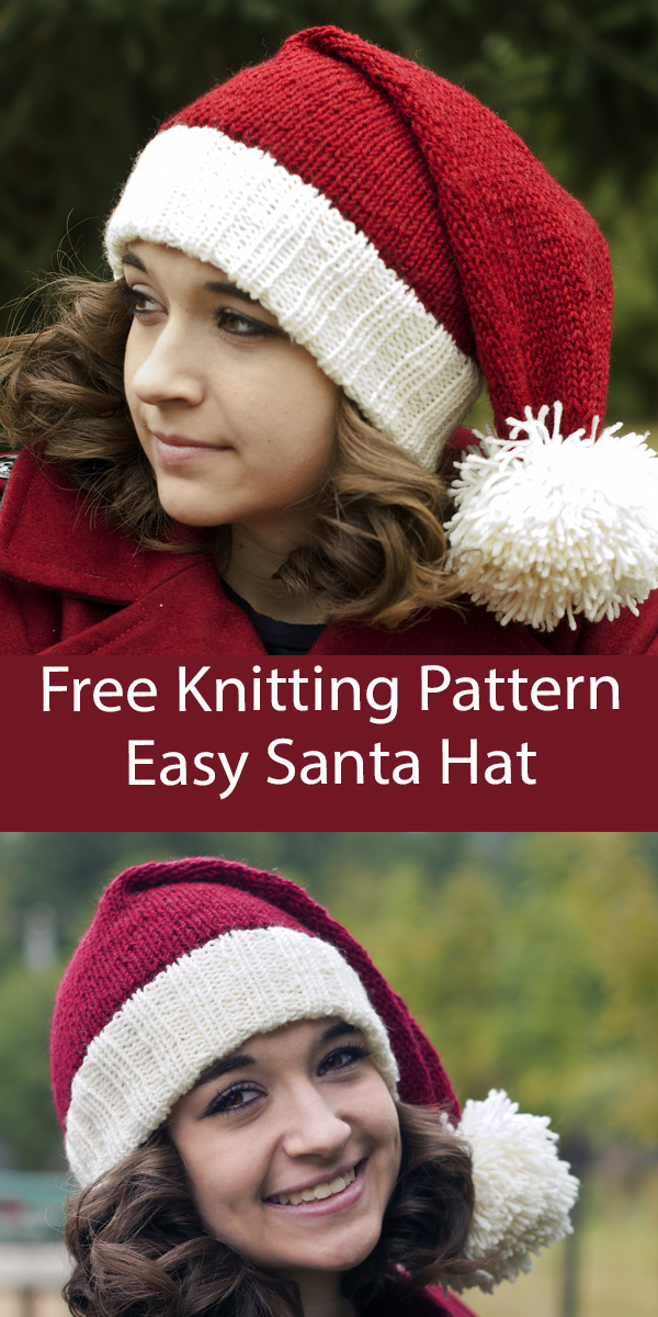 Santa Hat Free Knitting Pattern for Christmas