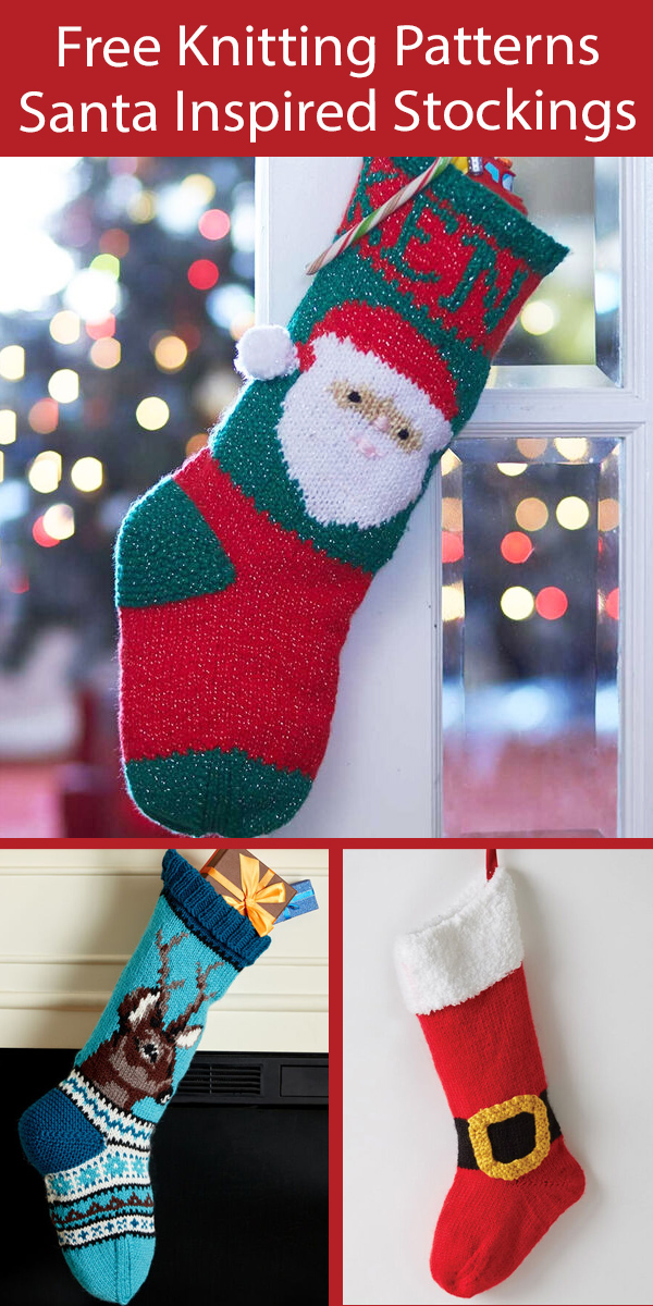 Free Stocking Knitting Patterns Santa and Reindeer Christmas Stockings