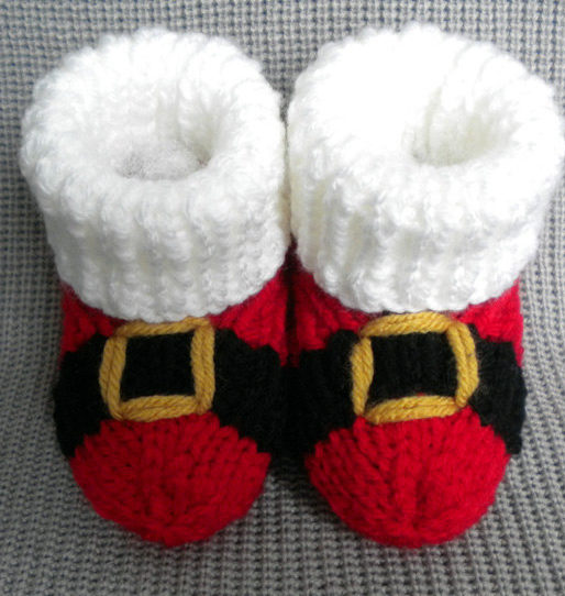 Knitting Pattern for Santa Booties