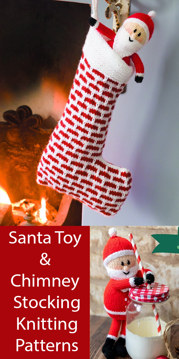 Santa Toy And Chimney Christmas Stocking Knitting Patterns