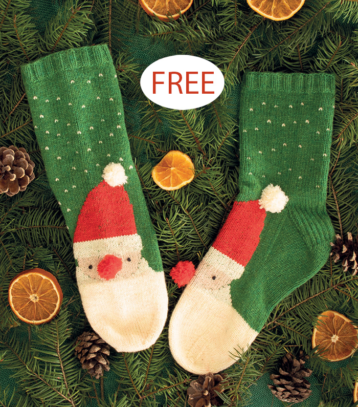 Free Christmas Santa's Socks Knitting Pattern