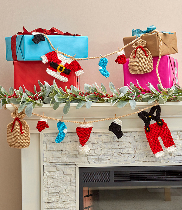 Free Knitting Pattern for Santa's Wardrobe Garland