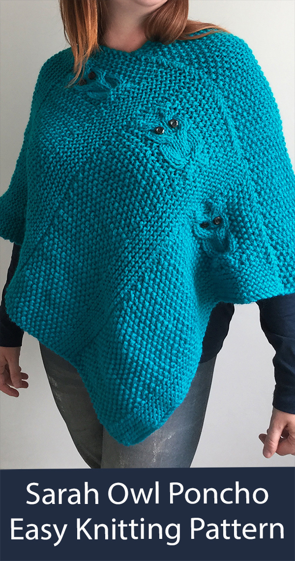 Easy Knitting Pattern for Sarah Owl Poncho