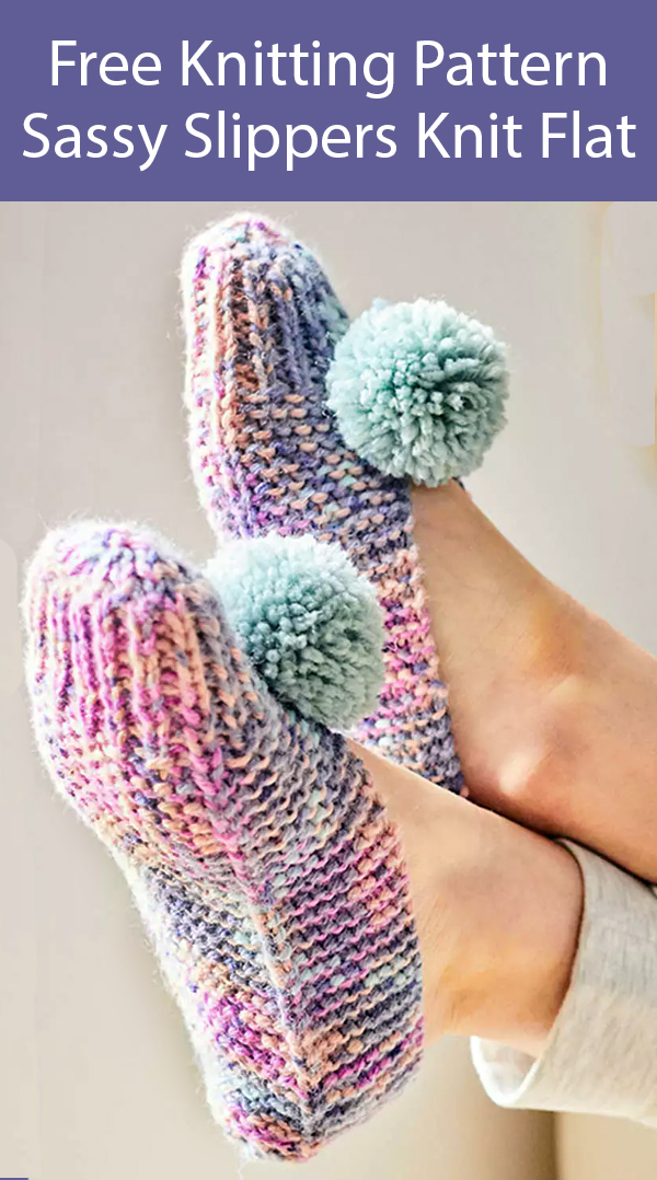 Free Knitting Pattern for Sassy Slippers Flat Knit