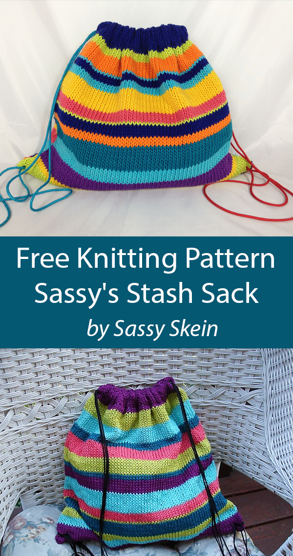 Sassy's Stash Sack Free Knitting Pattern Easy Drawstring Bag