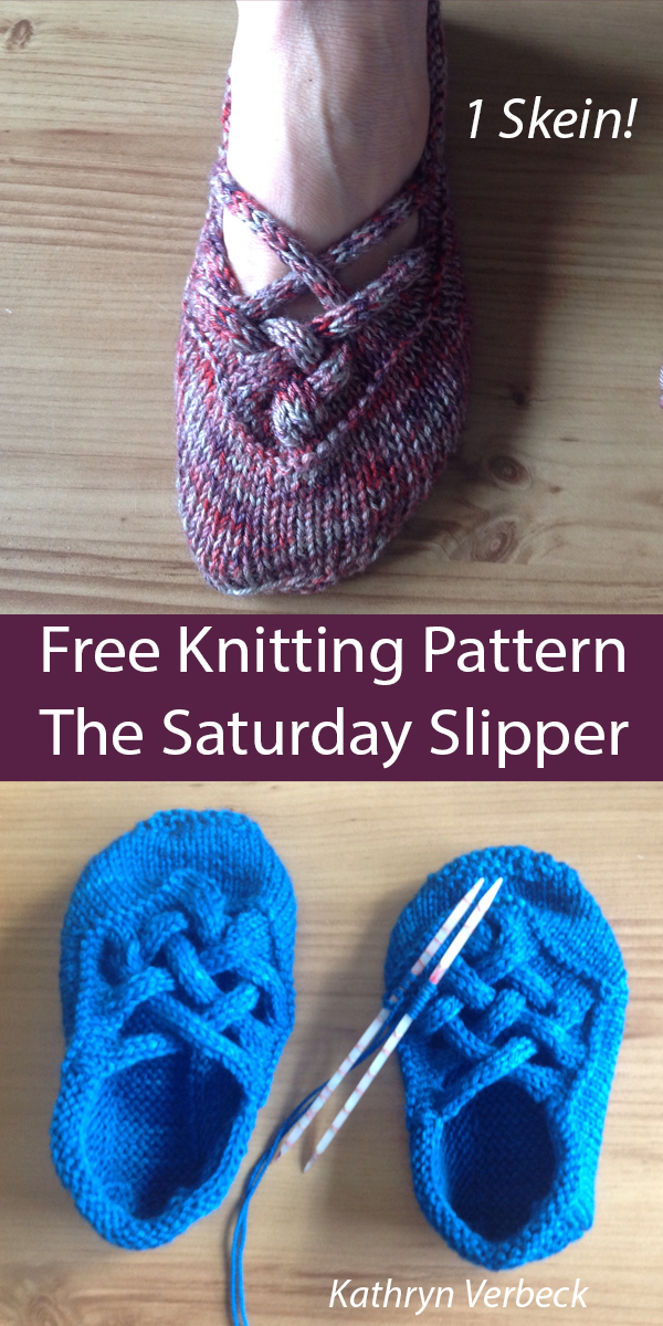 Saturday Slippers Knitting Pattern One Skein