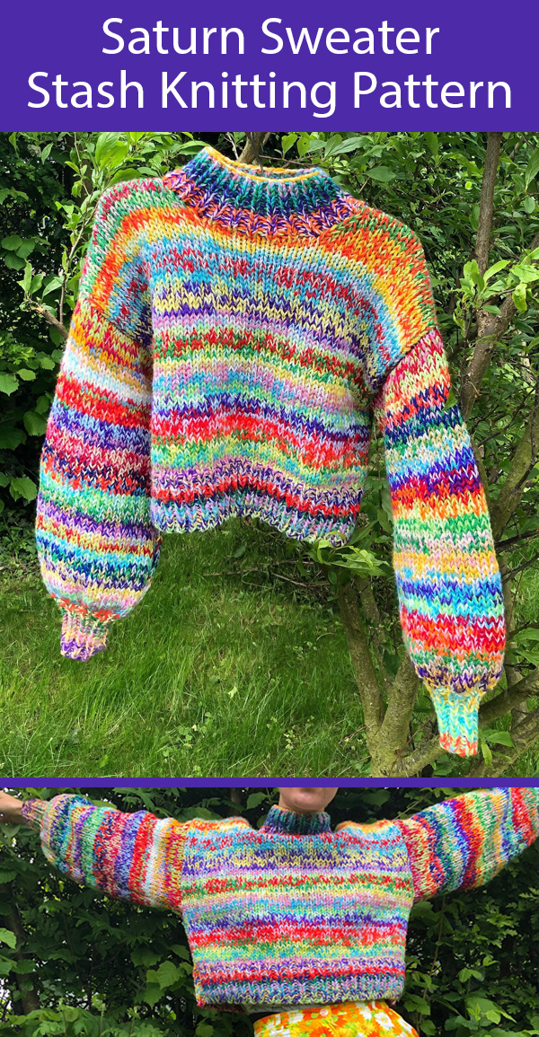 Stashbuster Knitting Pattern for Saturn Sweater for Leftover yarn